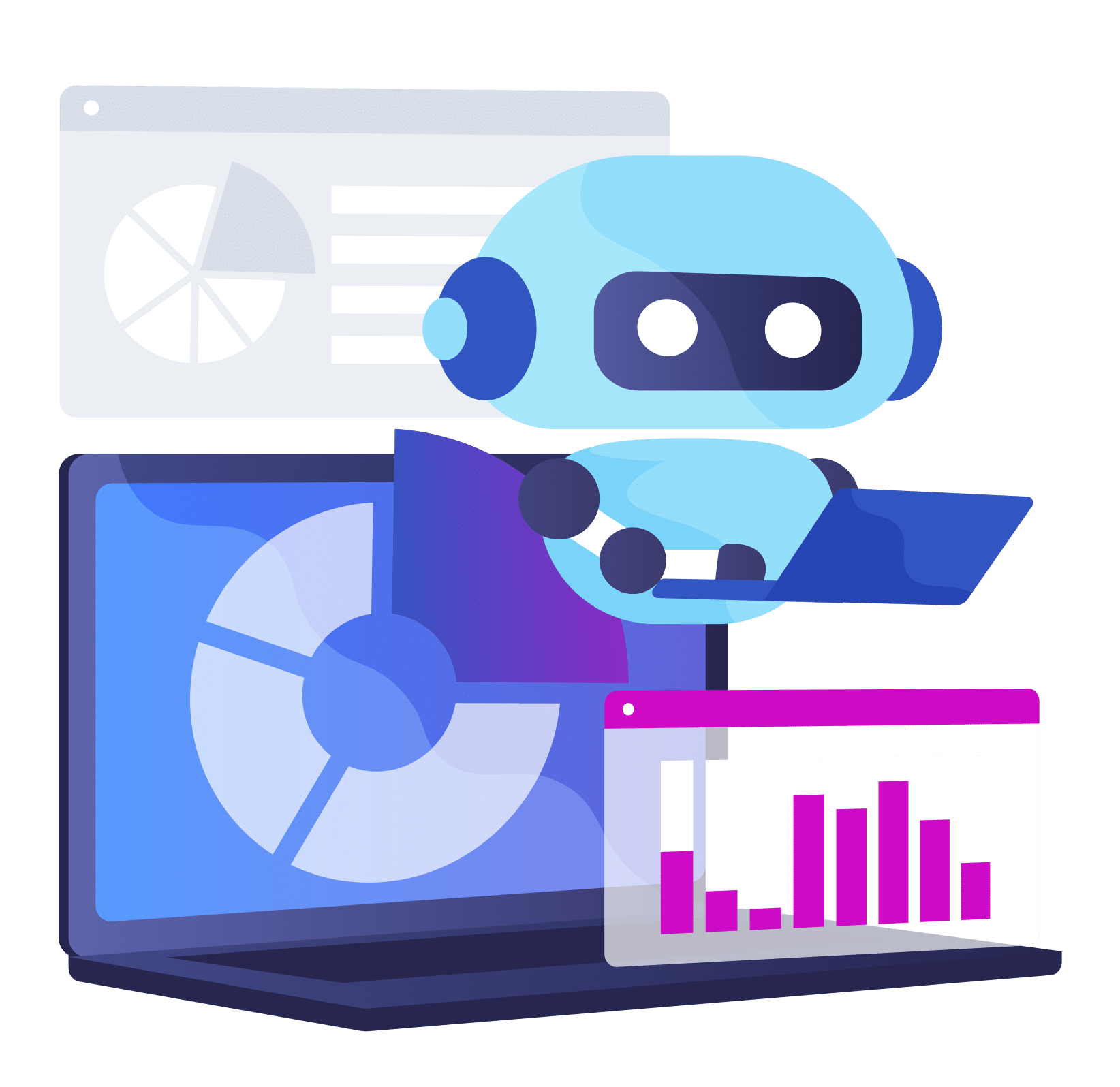 Illustration : un robot analyse des données
