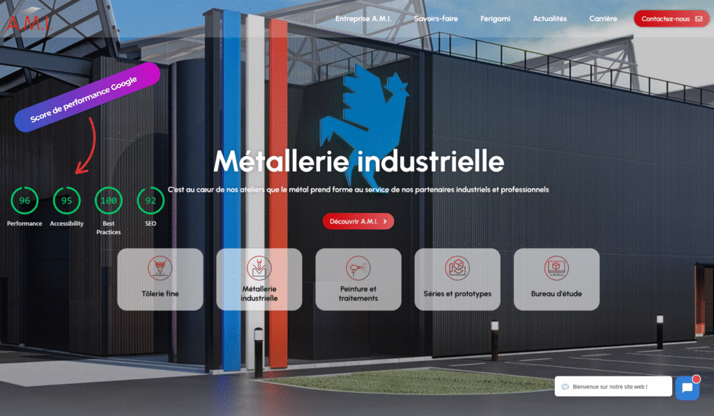 Façade d'entreprise de métallerie industrielle moderne