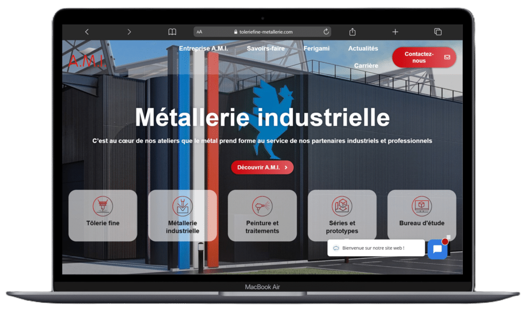Page d’accueil du site de métallerie industrielle