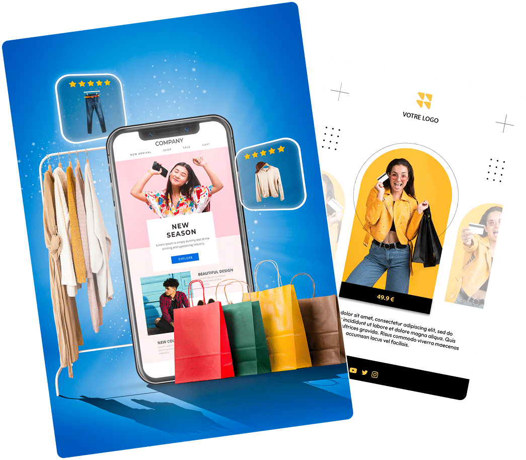 Shopping en ligne mode et accessoires colorés