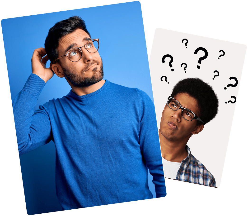 Deux personnes semblant perplexes ou pensives.