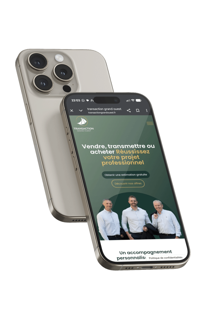 Site Transaction Grand Ouest affiché sur smartphone