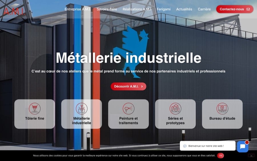 Site AMI Industrie sur ordinateur, page complète