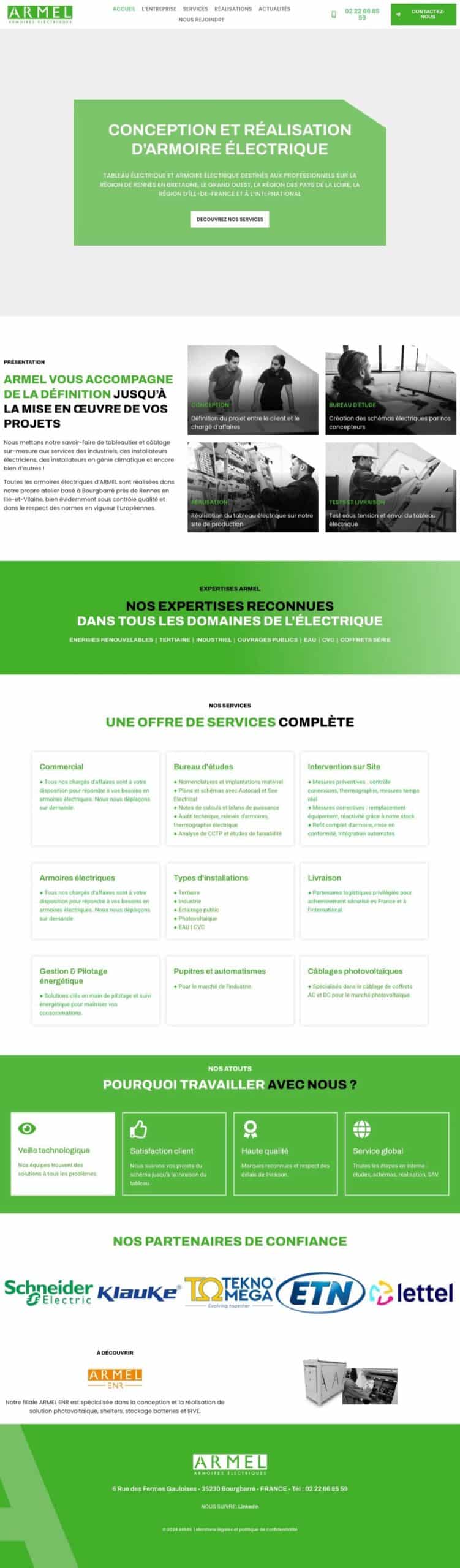 Site ARMEL sur ordinateur, page complète