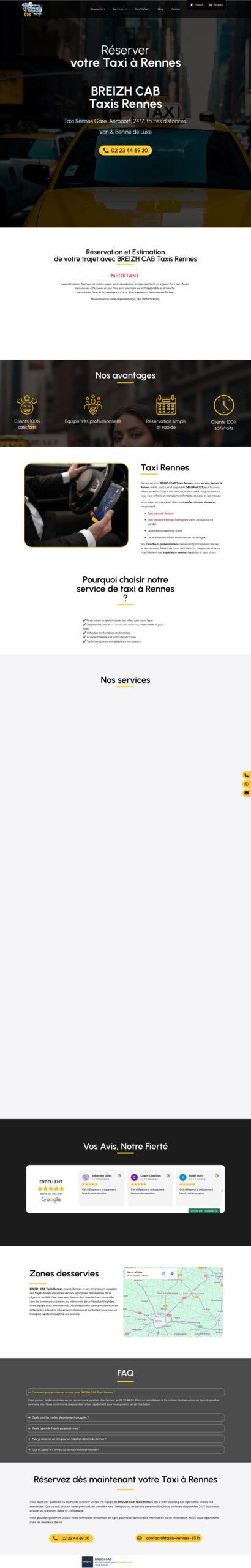 Site Breizh Cab sur ordinateur, page complète