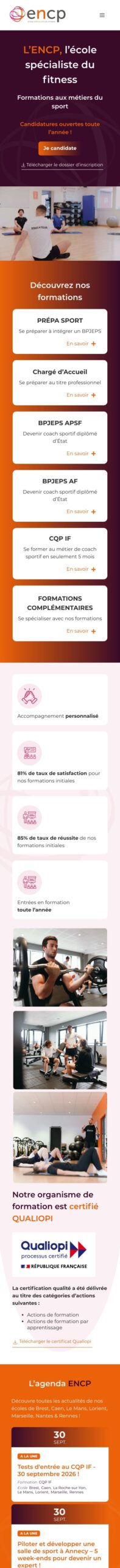 Site ENCP sur mobile, page complète