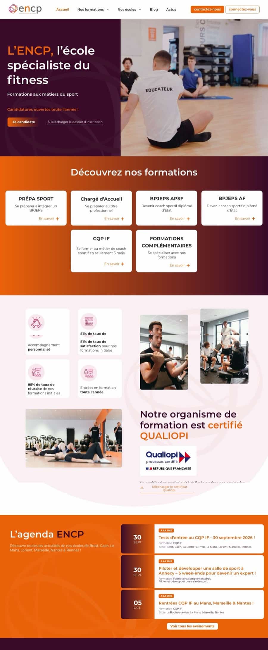 Site ENCP sur ordinateur, page complète