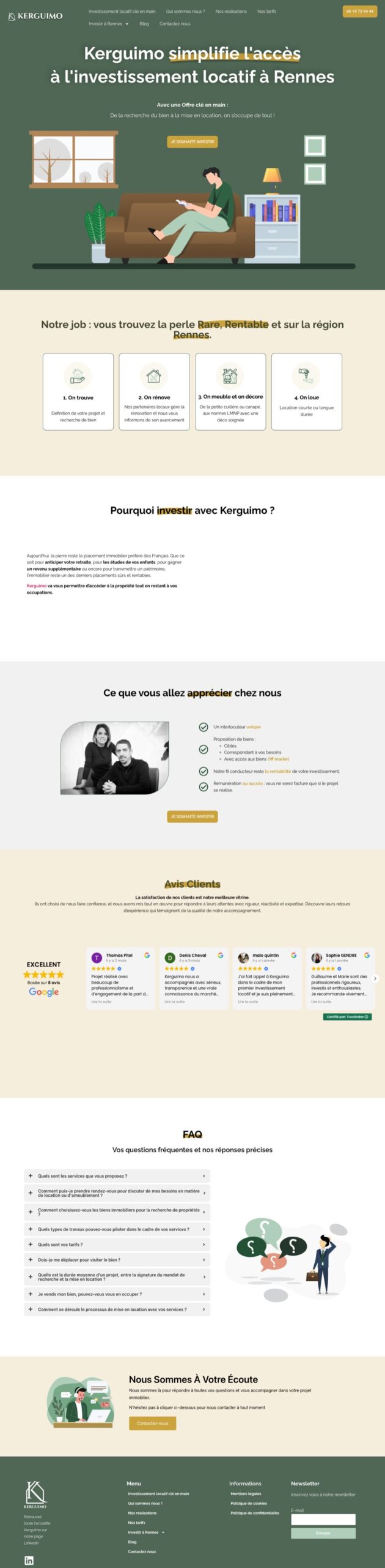 Site Kerguimo sur ordinateur, page complète